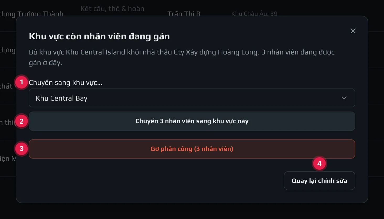 Hỏi cách xử lý công nhân khi bỏ Khu vực