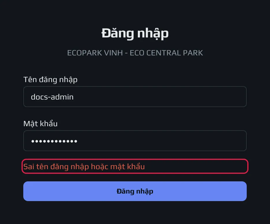 Sai mật khẩu