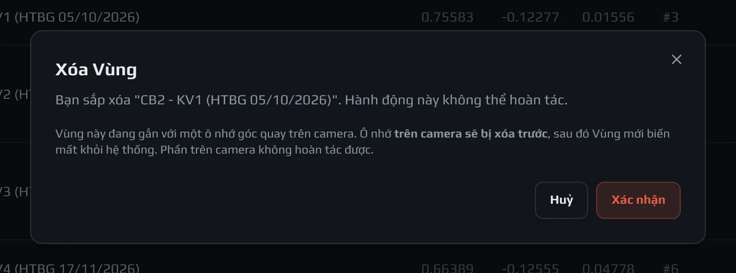 Xác nhận xoá Vùng