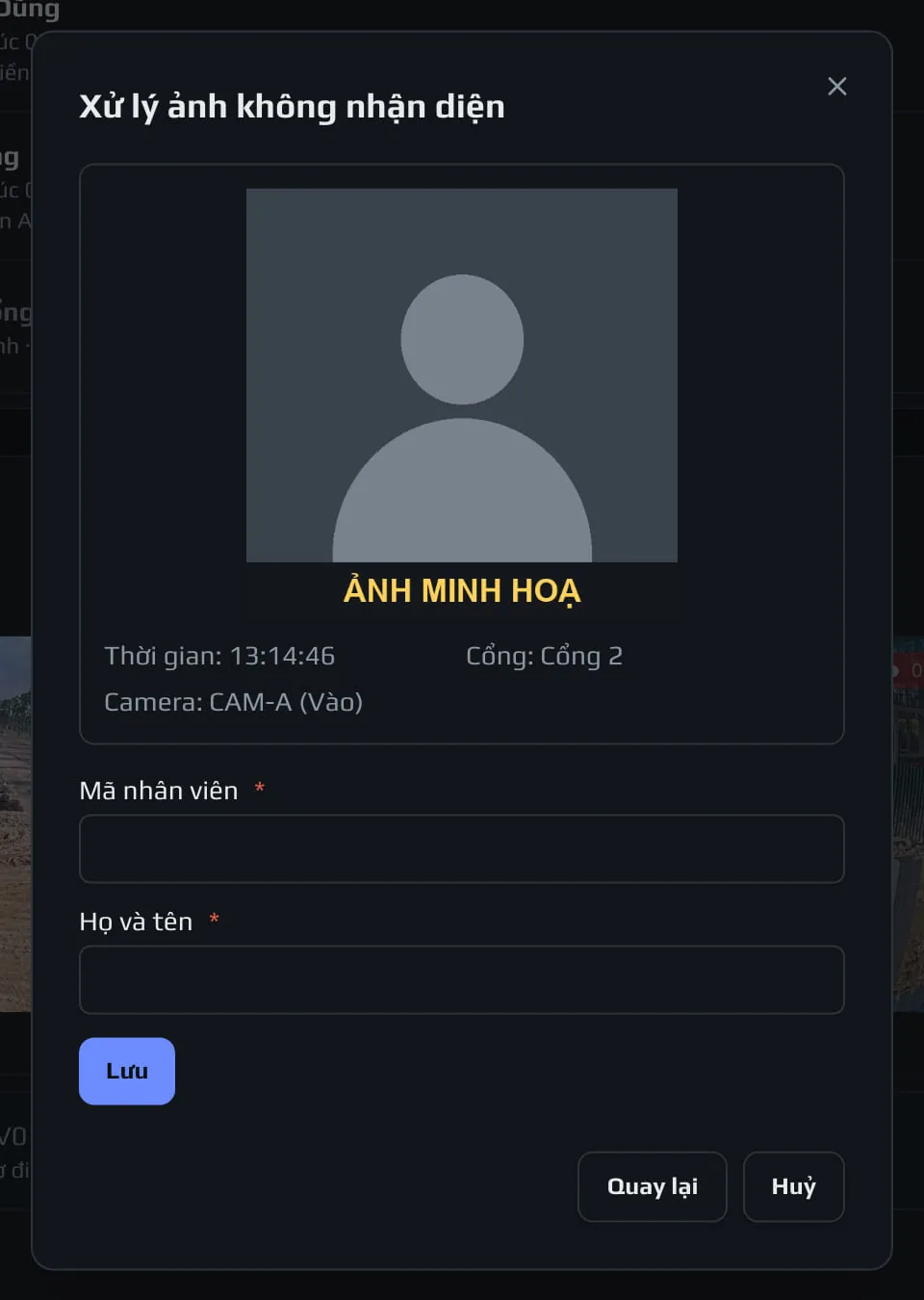 Tạo nhân viên mới từ ảnh