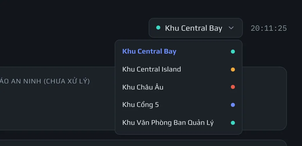 Ô chọn Khu vực Super Admin